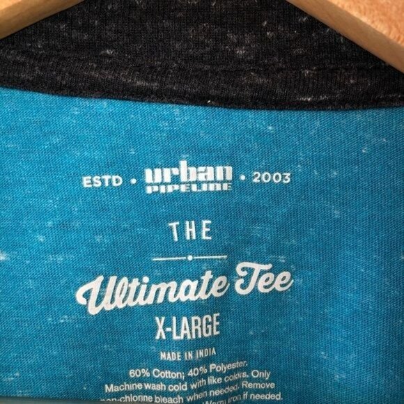 Urban Pipeline Ultimate Tee X-Large Blue & Black Raglan Sleeve Cotton/Polyester - Picture 3 of 3